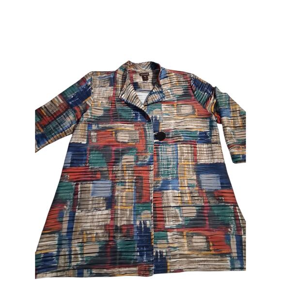 Multiples Patchwork Womens size XL Art tk Wear Artsy OldMoney Colorful Cardigan - Picture 8 of 14